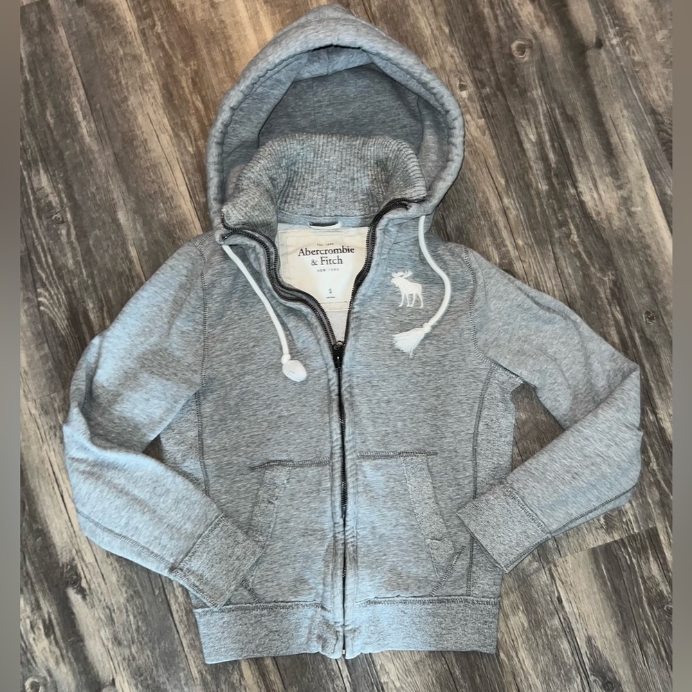 Abercrombie & Fitch Double Zipper Muscle Sweater Gray Size Small